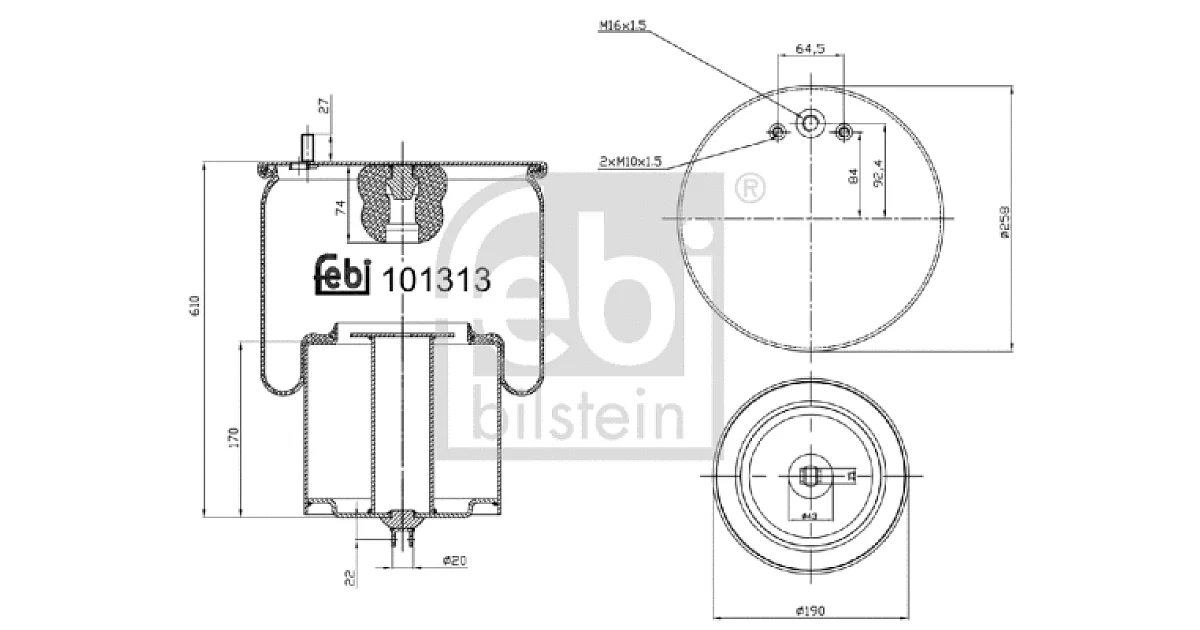 FEBI BILSTEIN 101313, Кожух пневматической рессоры