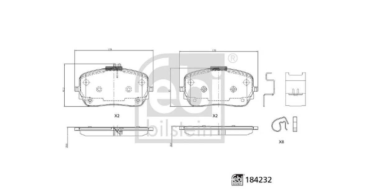 FEBI BILSTEIN 184232, Комплект тормозных колодок, дисковый тормоз