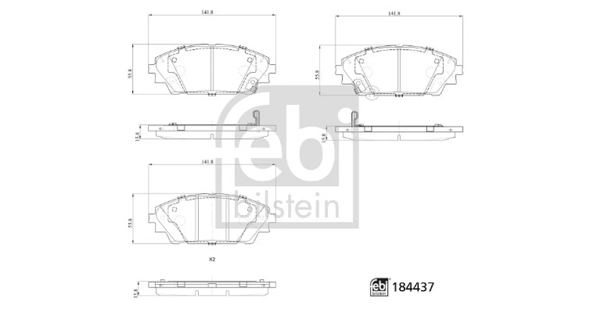 FEBI BILSTEIN 184437, Комплект тормозных колодок, дисковый тормоз