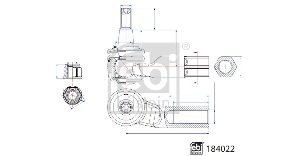 FEBI BILSTEIN 184022, Наконечник поперечной рулевой тяги