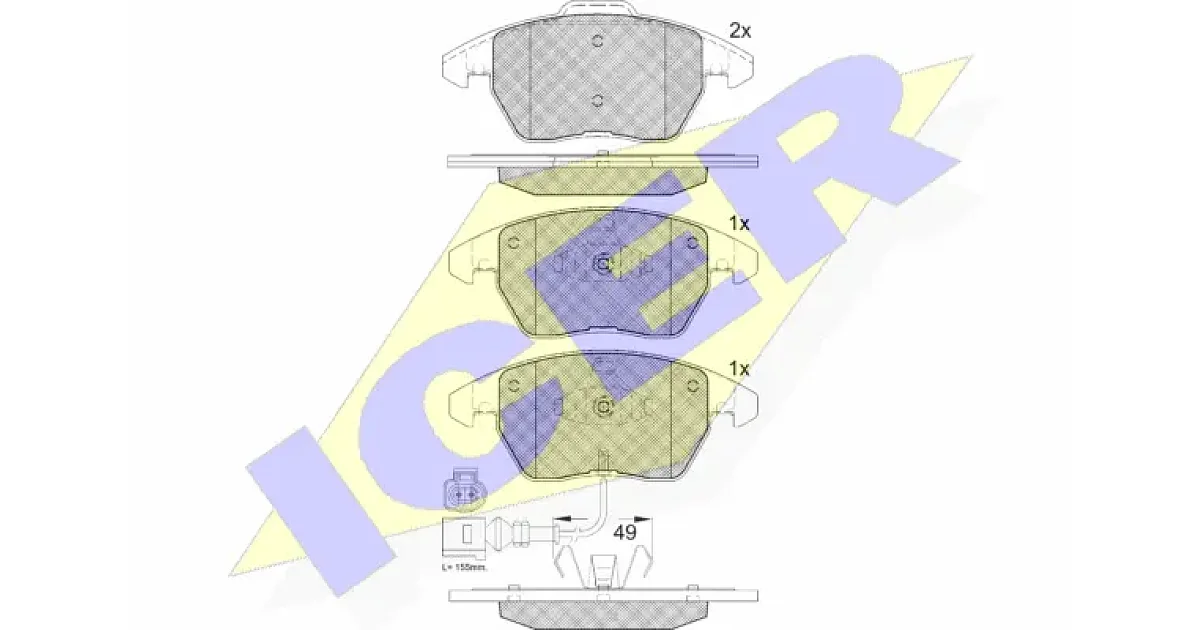 181567208 - ICER - Комплект тормозных колодок, дисковый тормоз