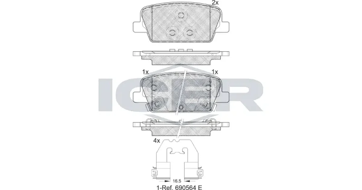 182388 - ICER - Комплект тормозных колодок, дисковый тормоз