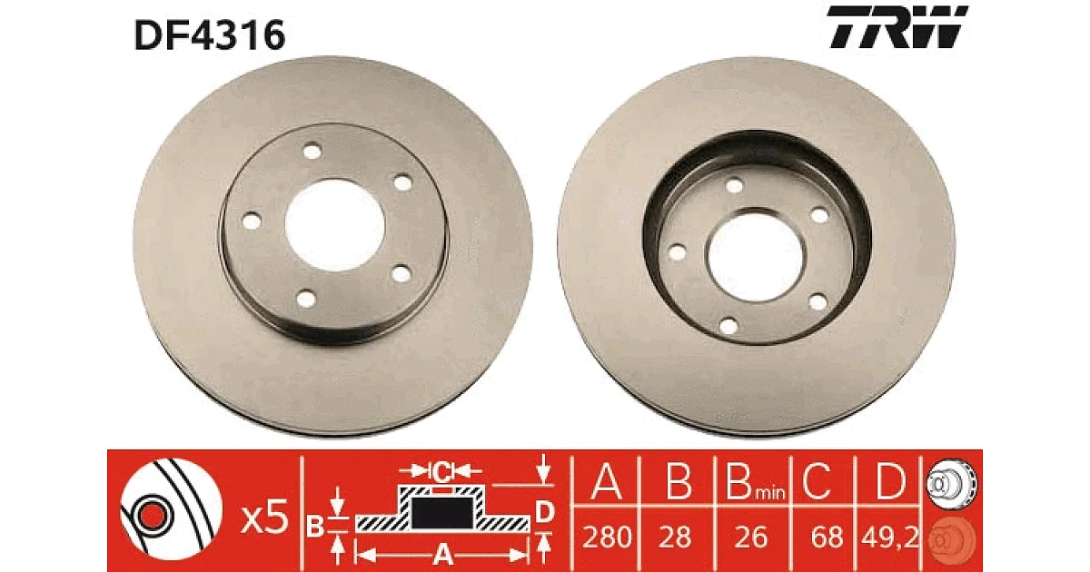 TRW DF4316, Тормозной диск