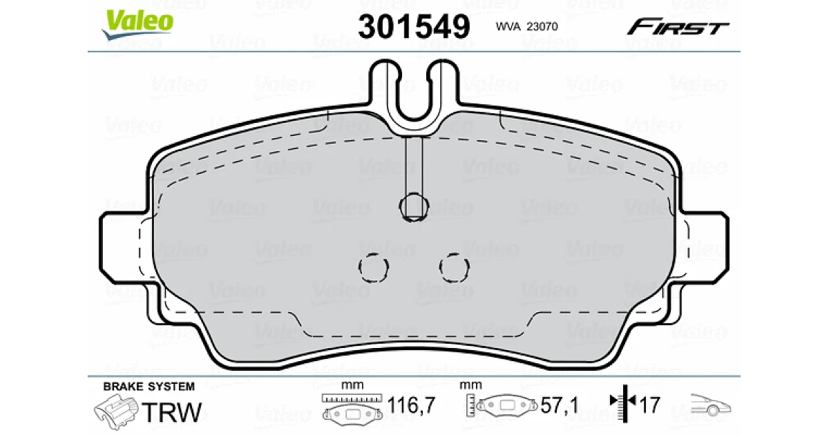 301549 - VALEO - Комплект тормозных колодок, дисковый тормоз