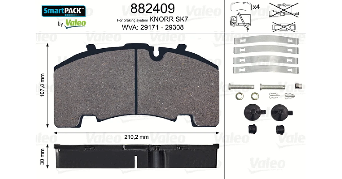 882409 - VALEO - Комплект тормозных колодок, дисковый тормоз