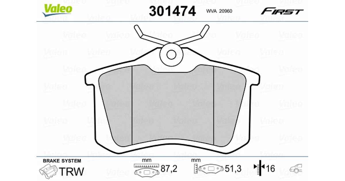 VALEO 301474, Комплект тормозных колодок, дисковый тормоз