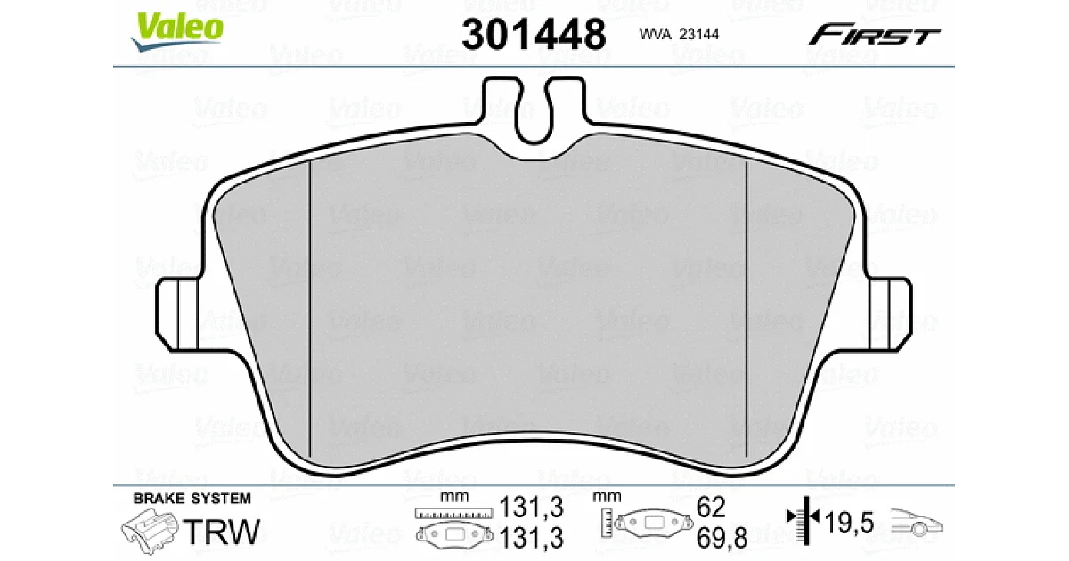 VALEO 301448, Комплект тормозных колодок, дисковый тормоз
