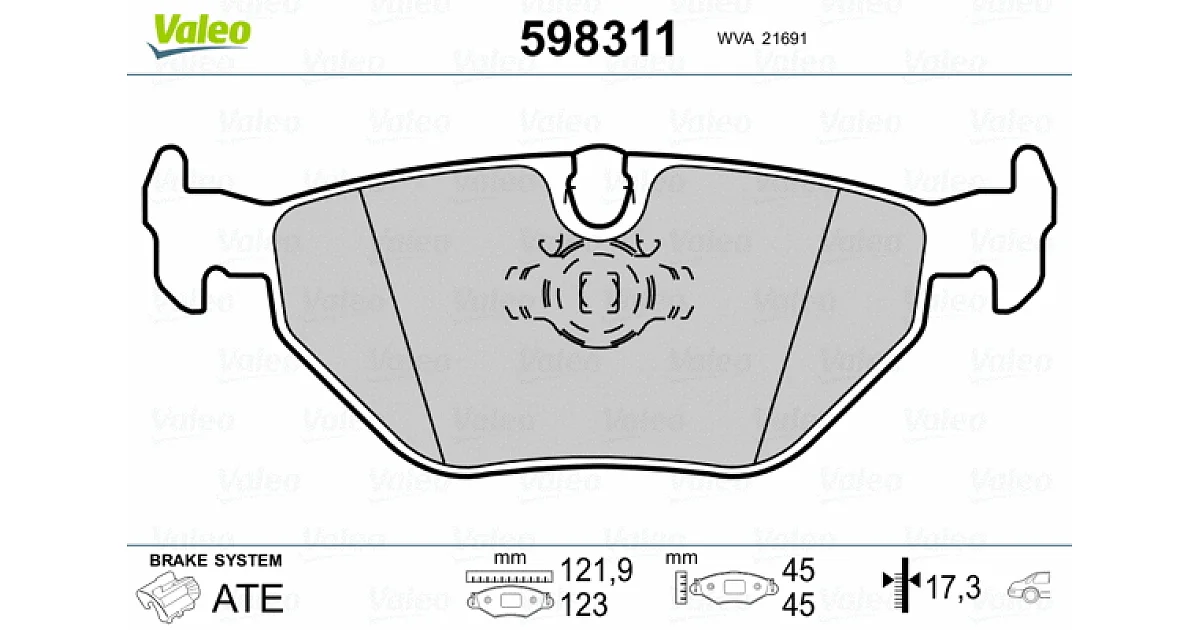 598311 - VALEO - Комплект тормозных колодок, дисковый тормоз