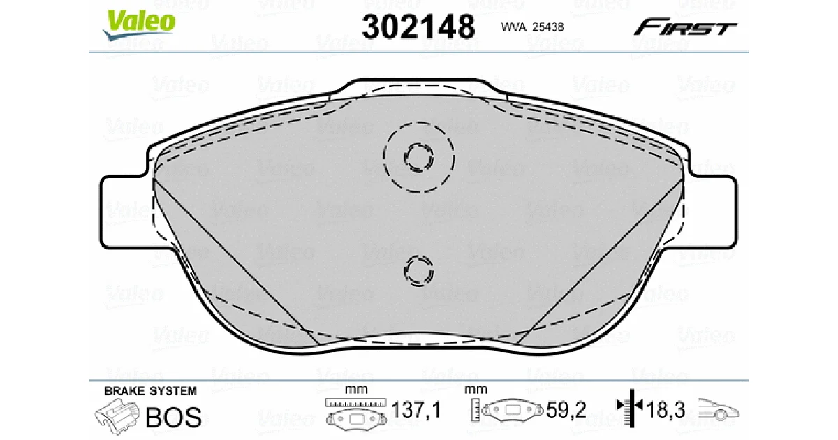 VALEO 302148, Комплект тормозных колодок, дисковый тормоз