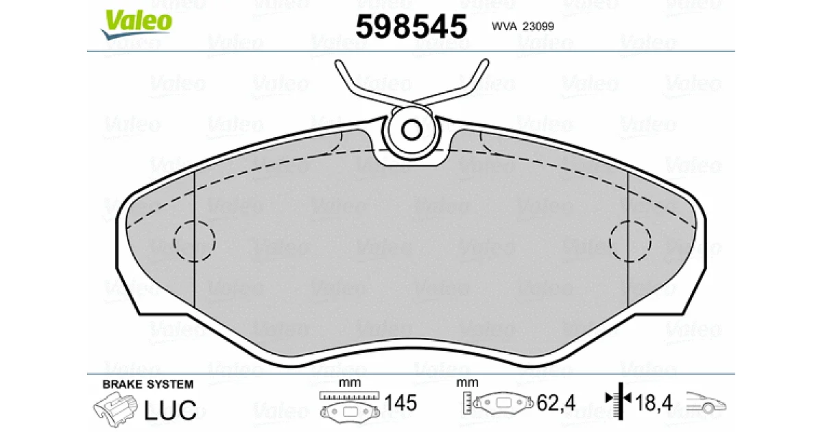 VALEO 598545, Комплект тормозных колодок, дисковый тормоз
