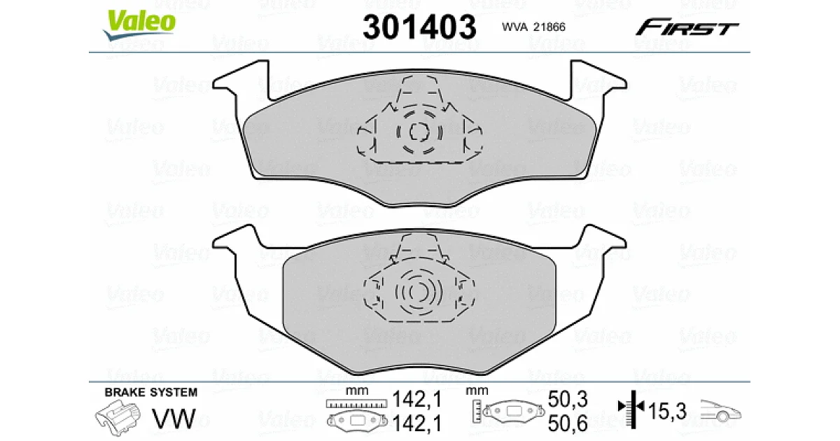 VALEO 301403, Комплект тормозных колодок, дисковый тормоз