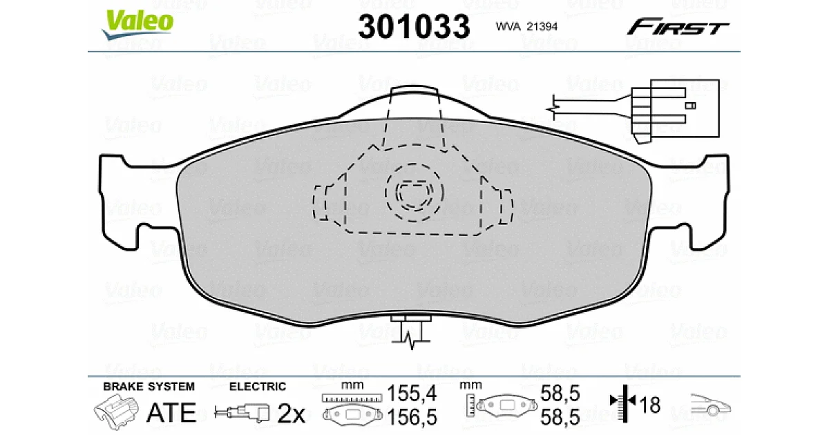 VALEO 301033, Комплект тормозных колодок, дисковый тормоз