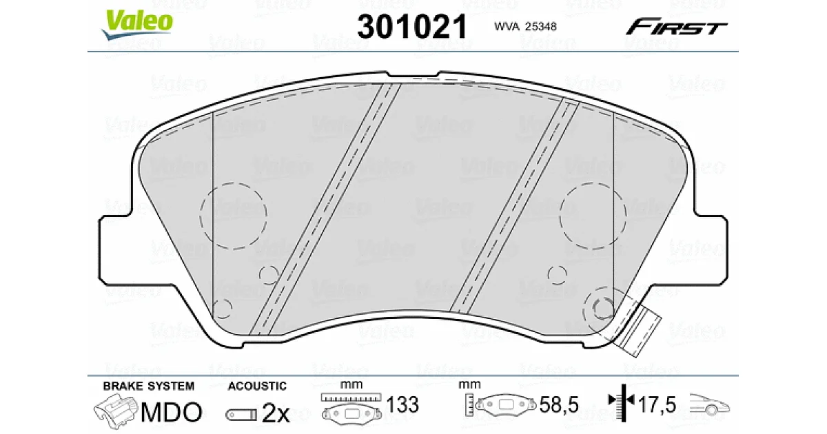 VALEO 301021, Комплект тормозных колодок, дисковый тормоз