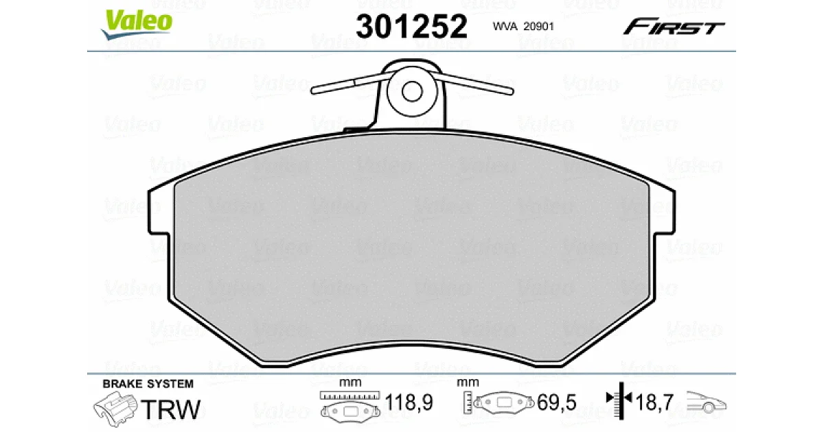 VALEO 301252, Комплект тормозных колодок, дисковый тормоз
