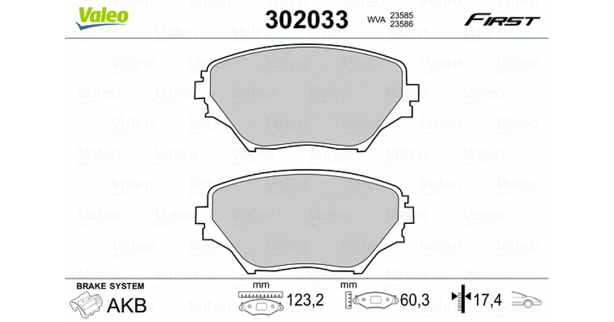VALEO 302033, Комплект тормозных колодок, дисковый тормоз