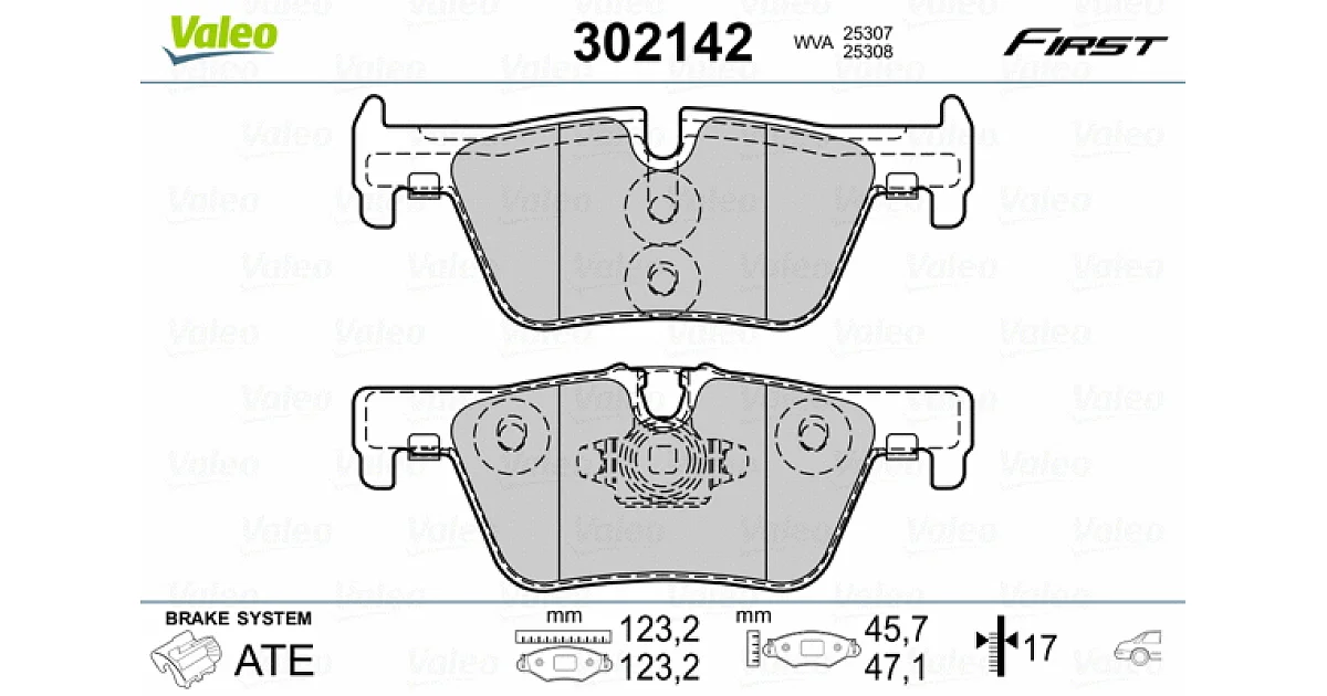 302142 - VALEO - Комплект тормозных колодок, дисковый тормоз