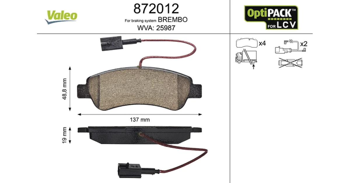 VALEO 872012, Комплект тормозных колодок, дисковый тормоз