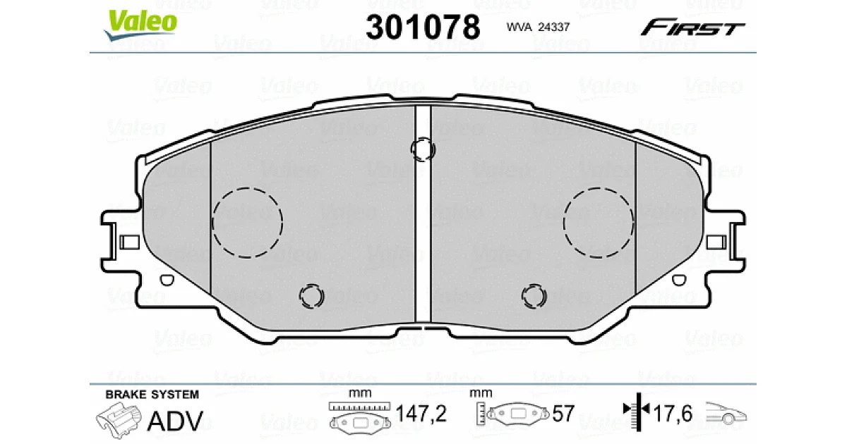 301078 - VALEO - Комплект тормозных колодок, дисковый тормоз
