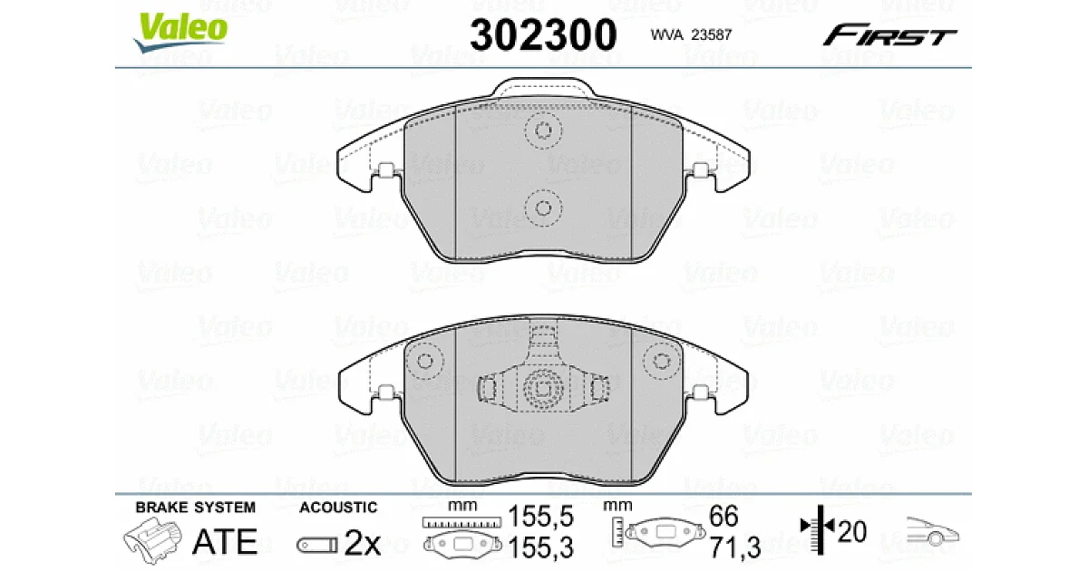 302300 - VALEO - Комплект тормозных колодок, дисковый тормоз