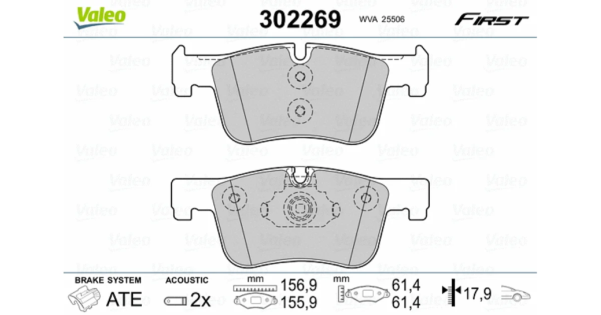 302269 - VALEO - Комплект тормозных колодок, дисковый тормоз