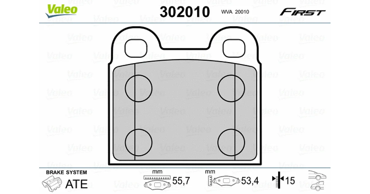 VALEO 302010, Комплект тормозных колодок, дисковый тормоз