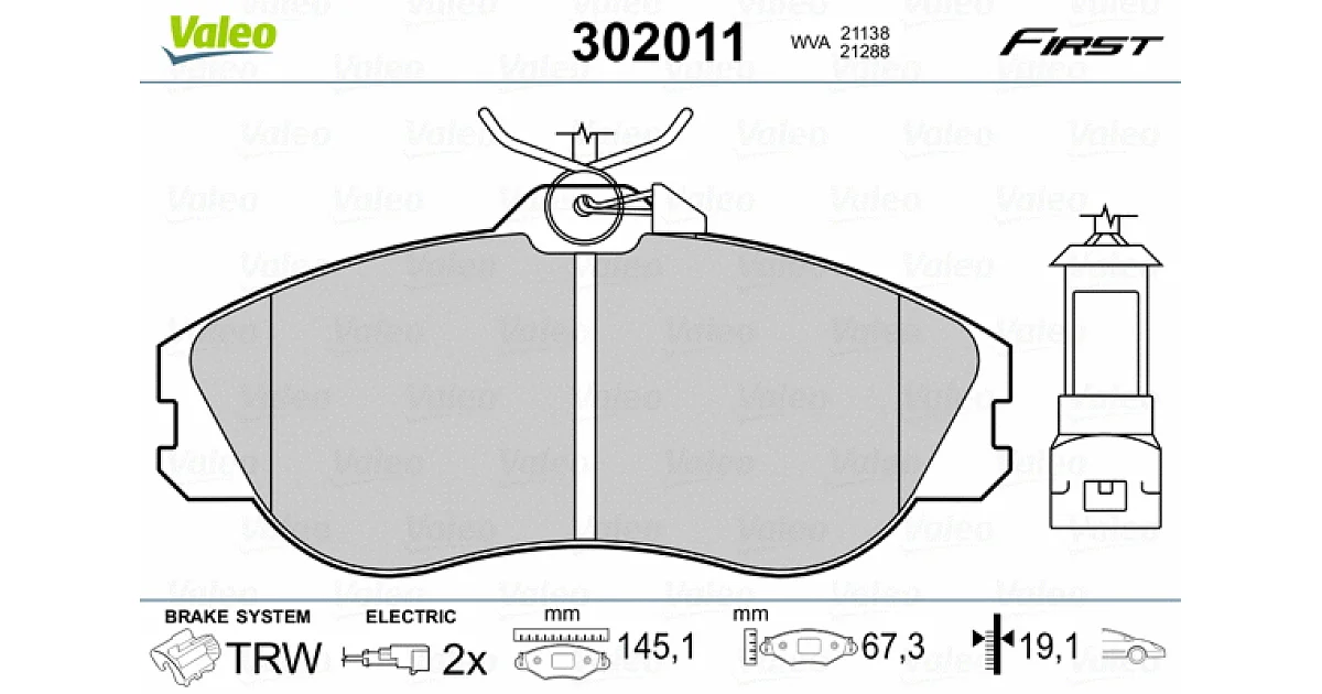 VALEO 302011, Комплект тормозных колодок, дисковый тормоз