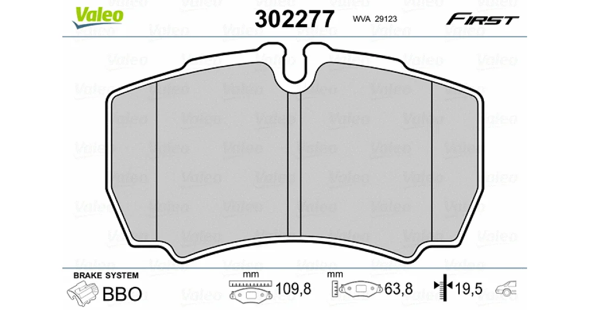 302277 - VALEO - Комплект тормозных колодок, дисковый тормоз