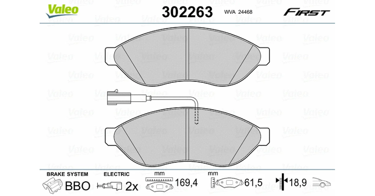 VALEO 302263, Комплект тормозных колодок, дисковый тормоз