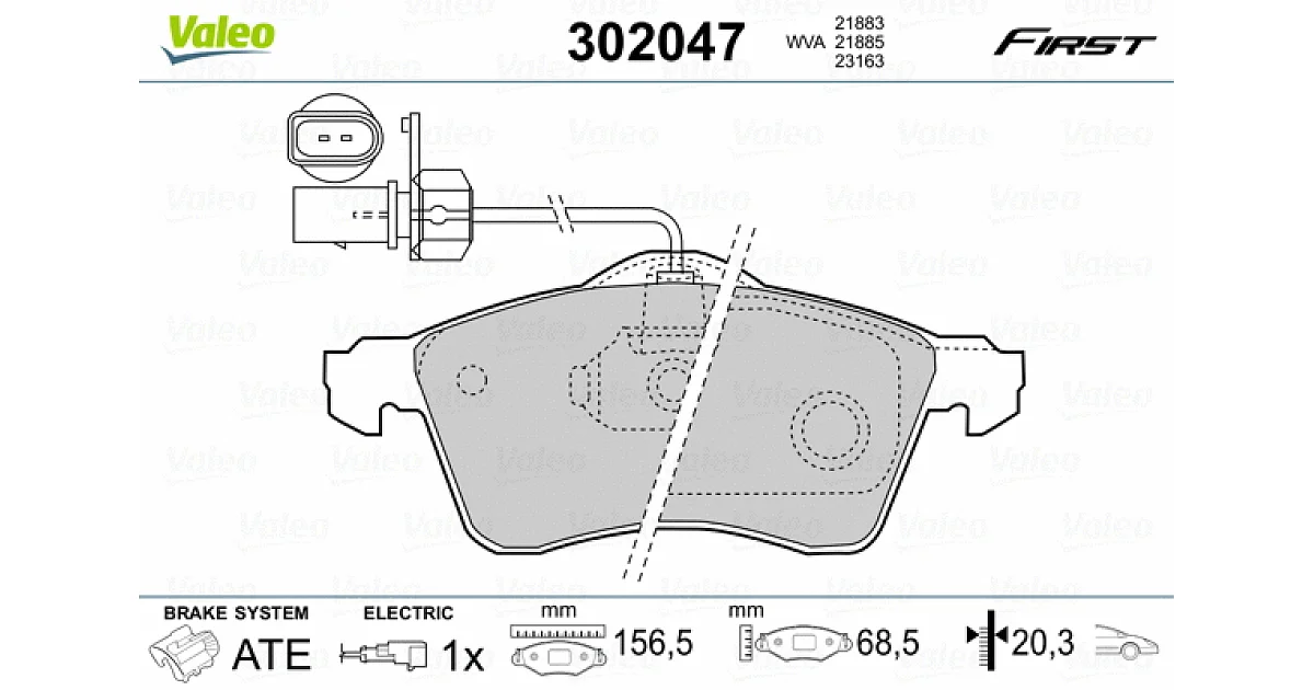 302047 - VALEO - Комплект тормозных колодок, дисковый тормоз