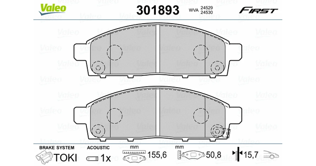VALEO 301893, Комплект тормозных колодок, дисковый тормоз