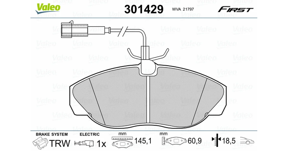 VALEO 301429, Комплект тормозных колодок, дисковый тормоз