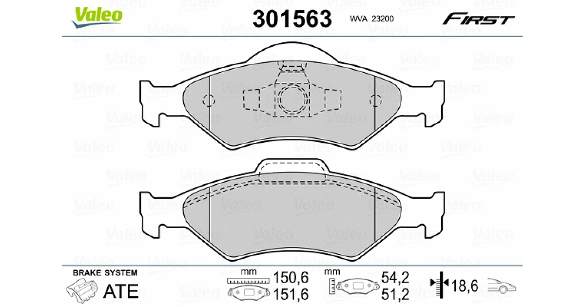 301563 - VALEO - Комплект тормозных колодок, дисковый тормоз