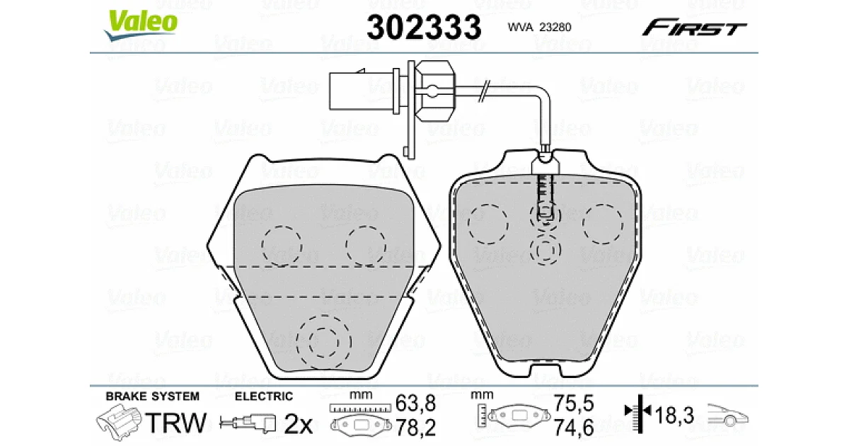 302333 - VALEO - Комплект тормозных колодок, дисковый тормоз