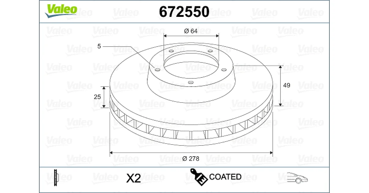 672550 - VALEO - Тормозной диск