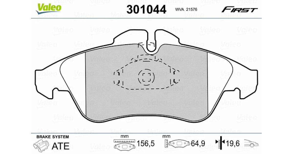 VALEO 301044, Комплект тормозных колодок, дисковый тормоз