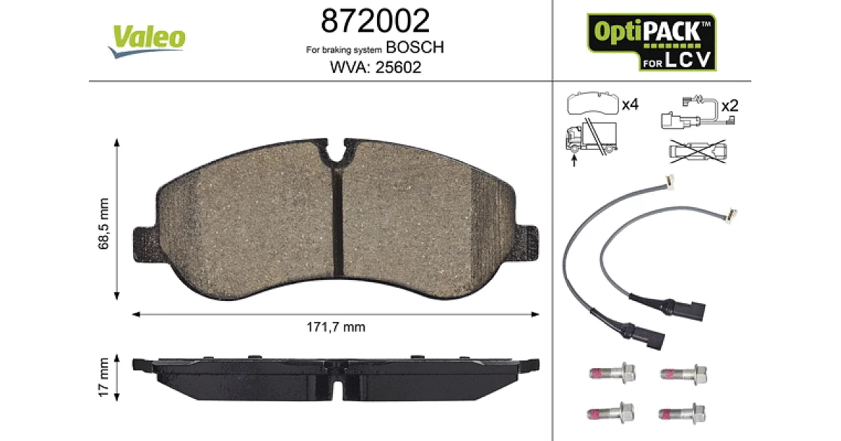 VALEO 872002, Комплект тормозных колодок, дисковый тормоз