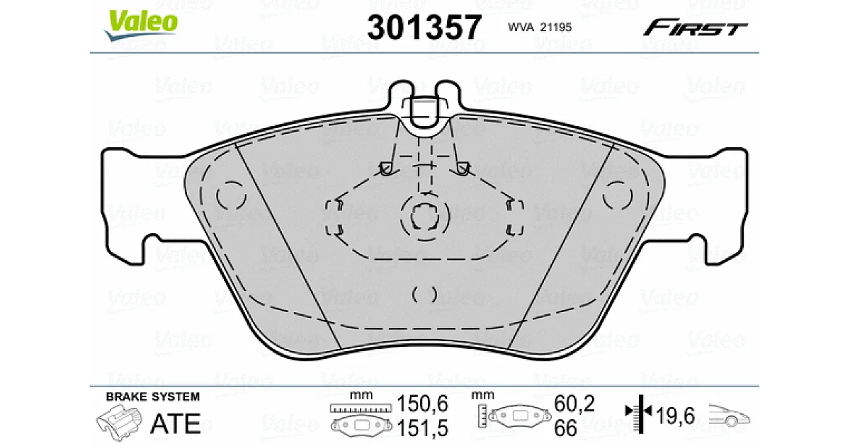 301357 - VALEO - Комплект тормозных колодок, дисковый тормоз