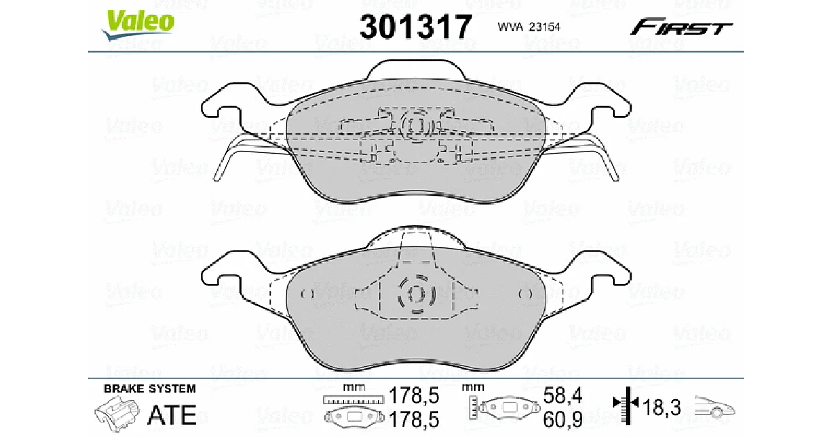 301317 - VALEO - Комплект тормозных колодок, дисковый тормоз