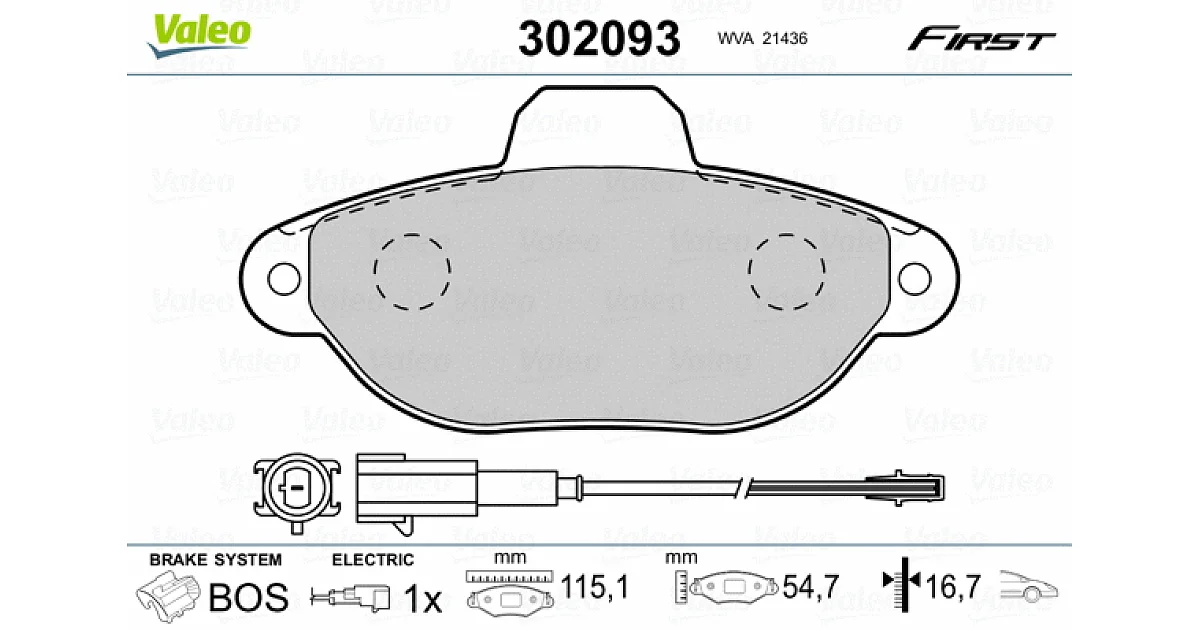 302093 - VALEO - Комплект тормозных колодок, дисковый тормоз