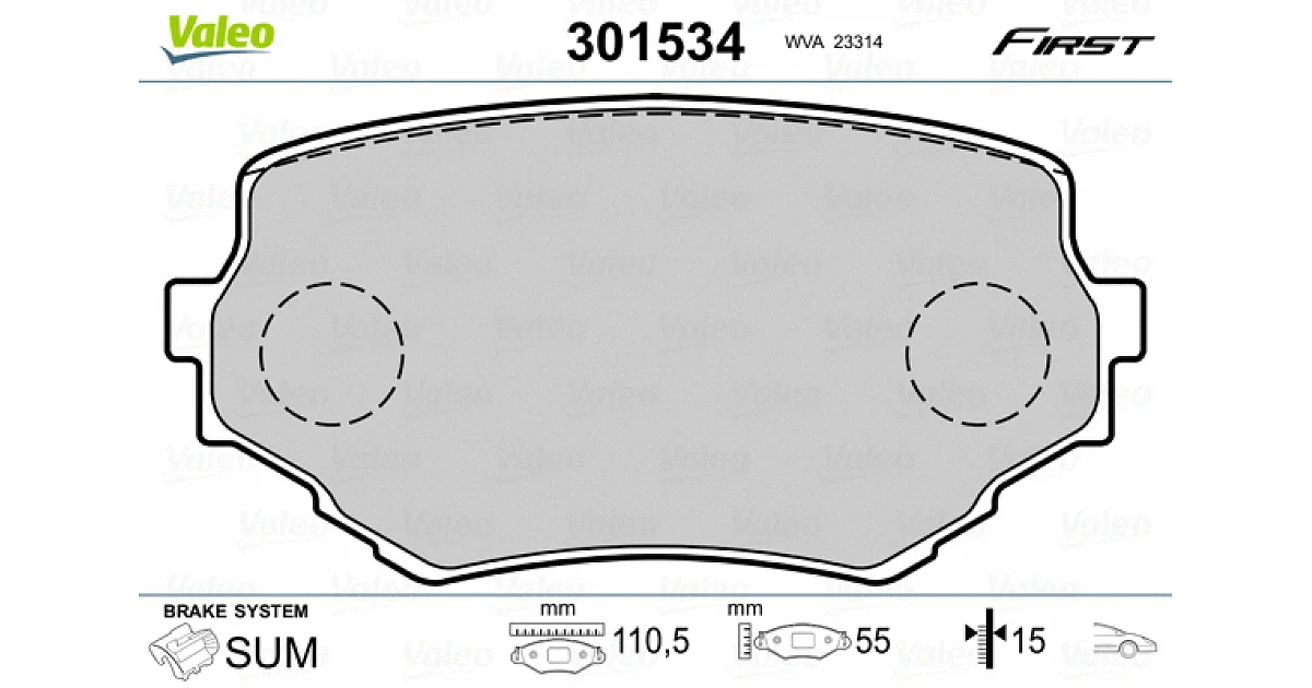 301534 - VALEO - Комплект тормозных колодок, дисковый тормоз