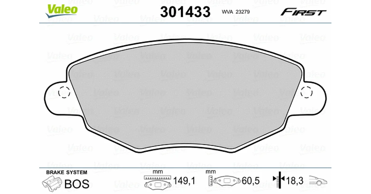 VALEO 301433, Комплект тормозных колодок, дисковый тормоз