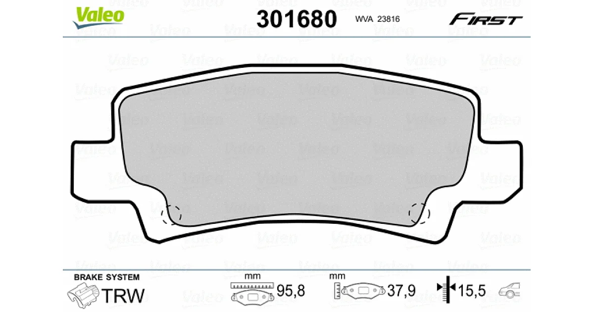 301680 - VALEO - Комплект тормозных колодок, дисковый тормоз