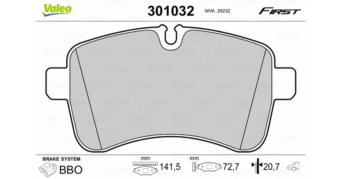 VALEO 301032, Комплект тормозных колодок, дисковый тормоз