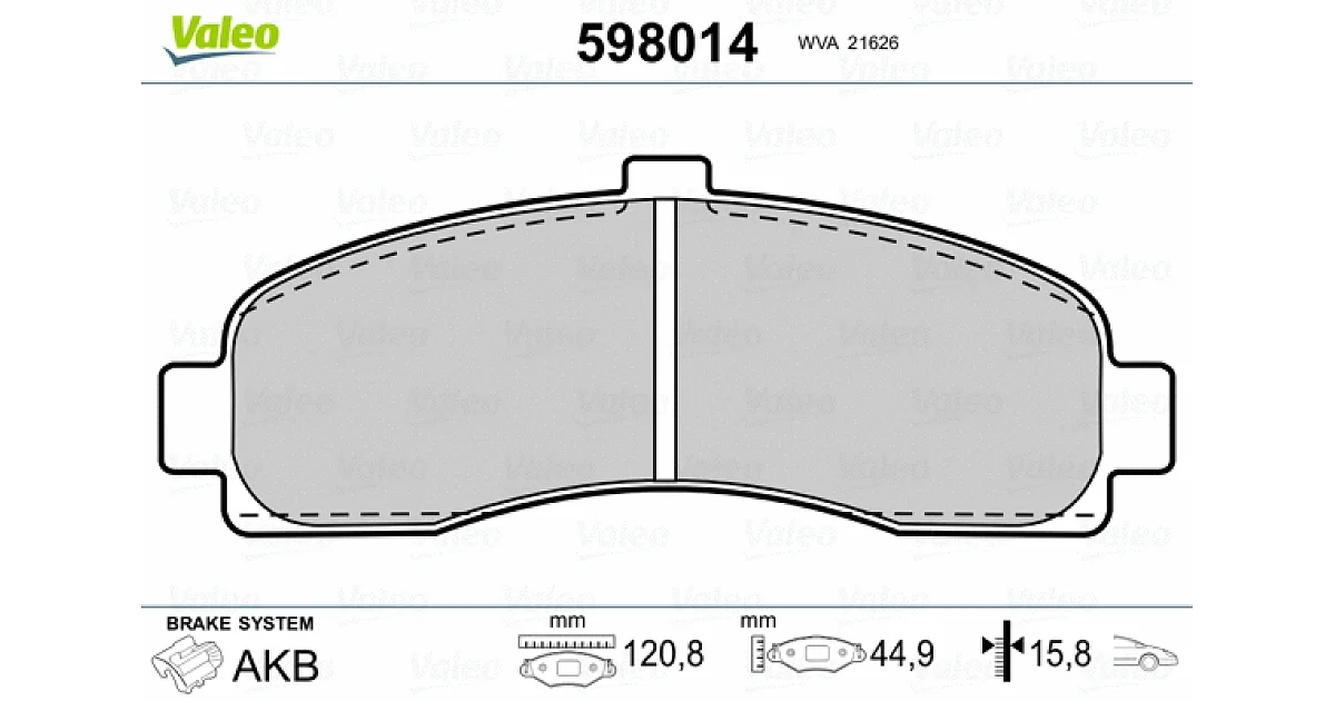 VALEO 598014, Комплект тормозных колодок, дисковый тормоз