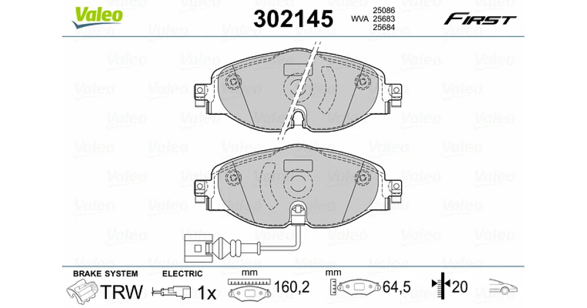 VALEO 302145, Комплект тормозных колодок, дисковый тормоз