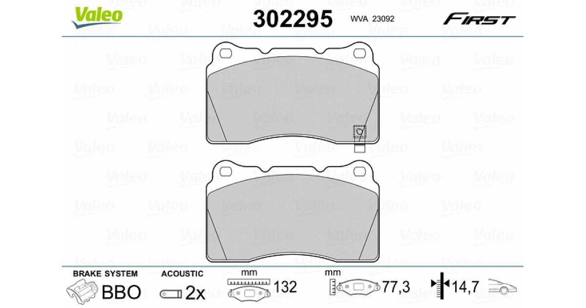302295 - VALEO - Комплект тормозных колодок, дисковый тормоз