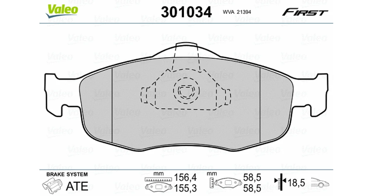 VALEO 301034, Комплект тормозных колодок, дисковый тормоз