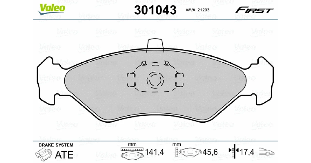 VALEO 301043, Комплект тормозных колодок, дисковый тормоз
