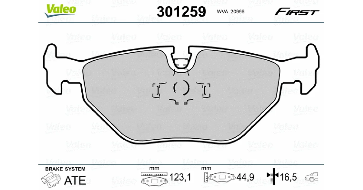 VALEO 301259, Комплект тормозных колодок, дисковый тормоз