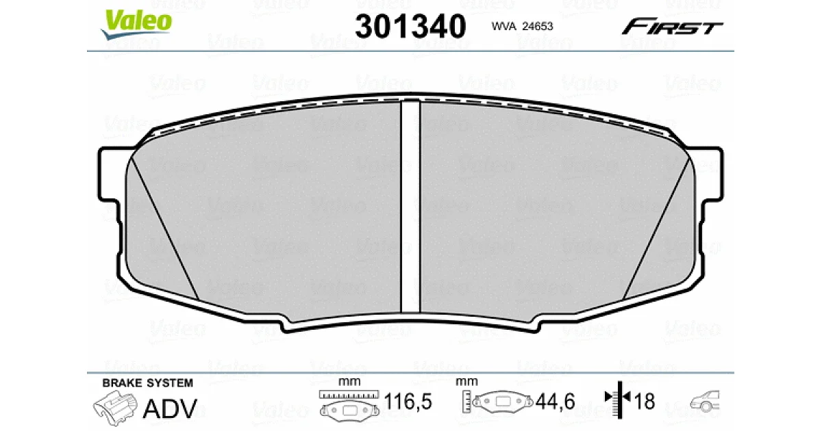 301340 - VALEO - Комплект тормозных колодок, дисковый тормоз